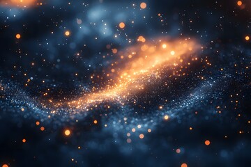 Fototapeta premium Cosmic Abstract with Glowing Particles in Deep Space - Ideal for Digital Design and Prints