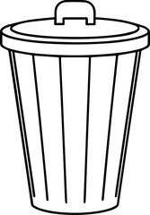 trash can outline vector illustration line art coloring book page