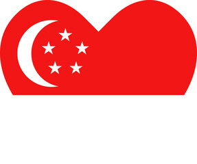 Singapore heart shaped icon flag illustrator national