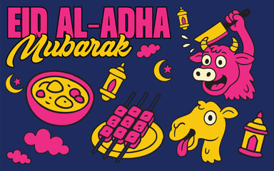 Bright and Playful Eid alAdha Mubarak Illustration