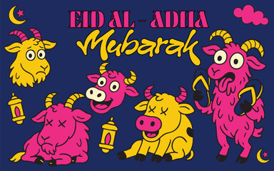 Bright and Playful Eid alAdha Mubarak Illustration