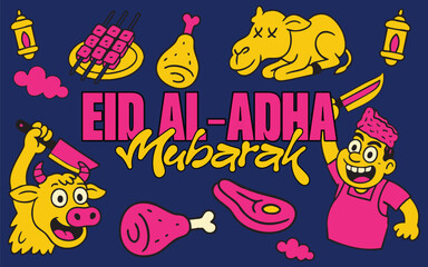 Bright and Playful Eid alAdha Mubarak Illustration