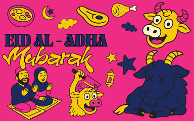 Bright and Playful Eid alAdha Mubarak Illustration