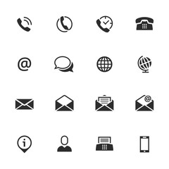 Set of modern contact and communication icons.Symbol collection for web, print, and app use. PNG.