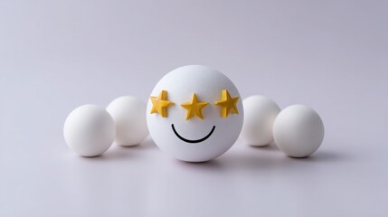 Cheerful smiley face with stars symbolizing customer satisfaction and positive experiences in service interactions