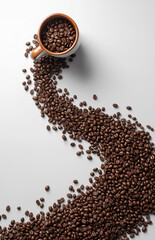 coffee beans and cup