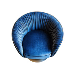 Luxurious Blue Velvet Swivel Chair, Top View