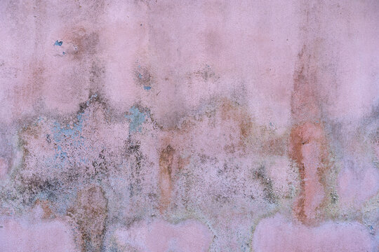 old pink cement rupture moldy wall or top view table ancient red paint to cracked concrete and peeling surface for texture dirty floor background retro backdrop construction to antique dark wallpaper