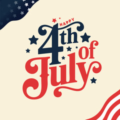 Naklejka premium 4th of July American Independence Day typographic template design illustration