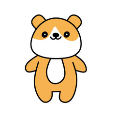 A sweet and round cartoon hamster or bear with tan fur and a white belly. Minimalist style with cute features, perfect for kids’ content and playful designs