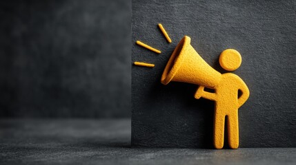 Employee advocacy icon concept featuring person with megaphone symbolizing communication and engagement in the workplace