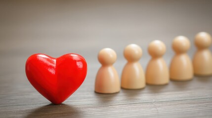 Employee engagement icon concept featuring heart within a group representing team spirit and emotional wellbeing in work environments