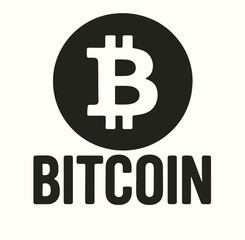 Bitcoin Silhouette T-Shirt Print – Black and White Crypto Design