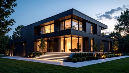 Luxury residential property at sunset in the city park