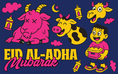 Bright and Playful Eid alAdha Mubarak Illustration