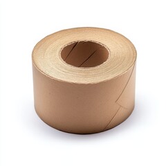 Paper Tape Roll. White Background with Brown Parcel Tape for Packing