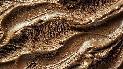 Delicious chocolate ice cream background, creamy texture in close up view, slow motion - Powered by Adobe