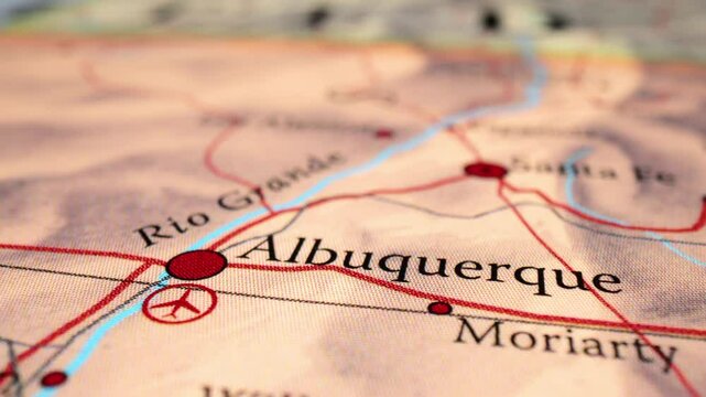 Rio Grande And Albuquerque City In New Mexico, Bernalillo, USA. - rack focus, zoom in shot