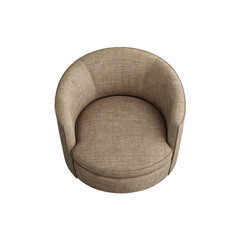 Top View of a Swivel Beige Upholstered Accent Chair