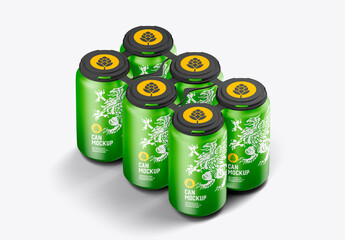 Six-Pack Cans Mockup