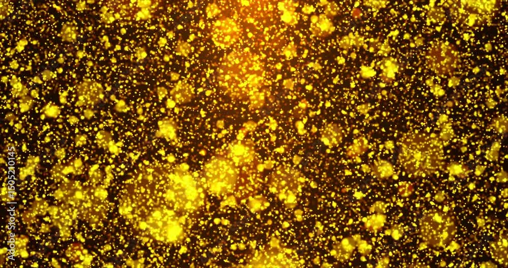 Wall mural rising golden sparkling particles. bokeh particles. abstract animation.