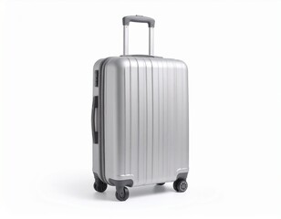 Travel Suitcase with Wheels Hard-shell rolling suitcase in neutral grey, Isolated on white Background 