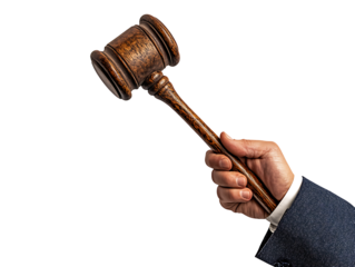 Gavel in hand isolated on white background png ai generated isolated on a white background