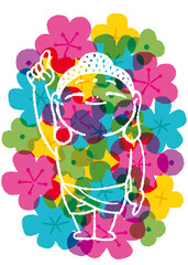 ブッダ　笑顔　花まつり　カラフル