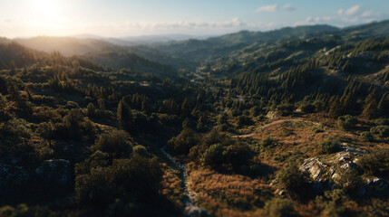 mountain landscape with fog