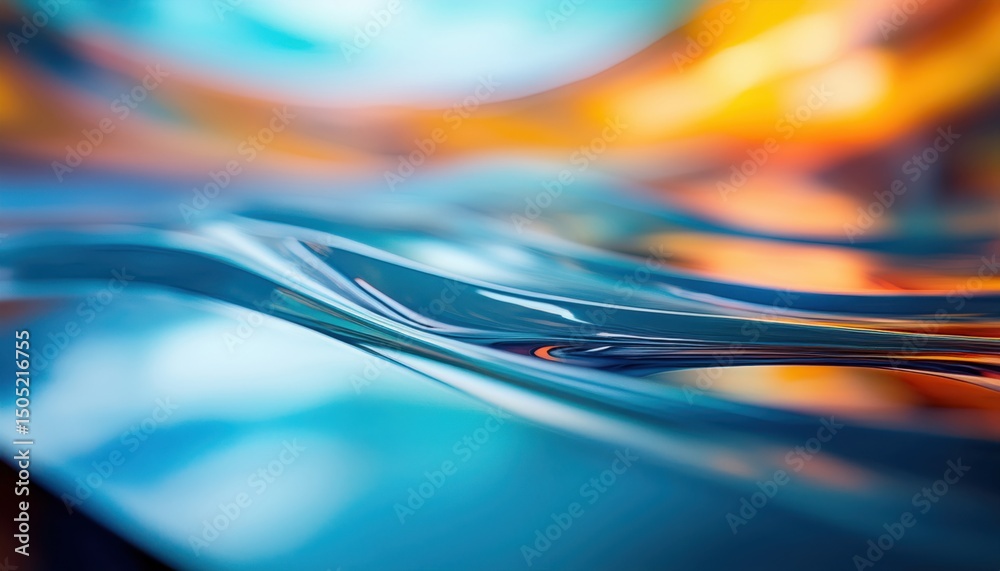 Poster vibrant abstract chrome edge with orange and blue light reflections for modern web layout, tech bran