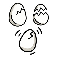 vector illustration of white cracked eggs