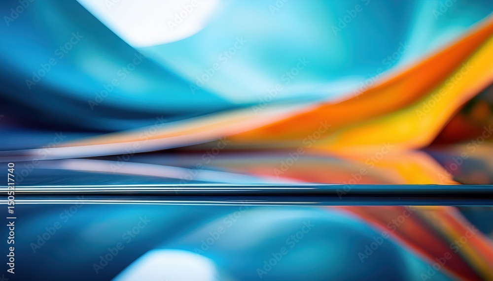 Poster vibrant abstract chrome edge with orange and blue light reflections for modern web layout, tech bran