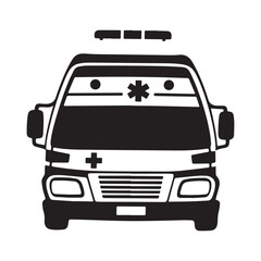 Ambulance illustration Silhouette White background.