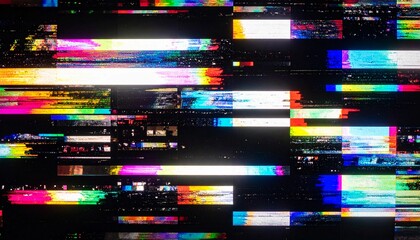 レインボーグリッチ　カラフルなデジタルノイズのアート　映像の乱れを鮮やかに表現したデジタルアート