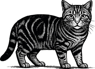 American Shorthair vector black silhouette print design