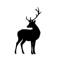 Majestic Stag Silhouette: A striking silhouette of a stag, its elegant antlers and strong form against a plain backdrop, representing strength, grace, and the wild.