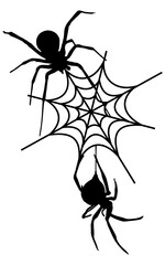 halloween silhouette spider with web