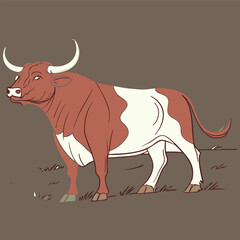 vector illustration of cartoon bull