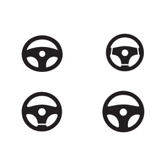 Car Steering wheels icon set, isolated on white background, vector Illustration Silhouette White background.