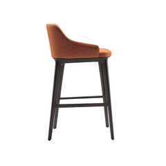 Modern Brown Leather Bar Stool with Black Legs - Side View