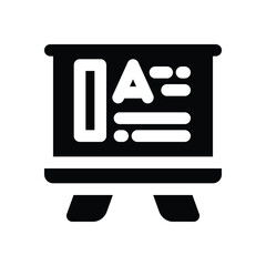 presentation glyph icon. Strong and solid vector icon for websites, mobile interfaces, presentations, and visual branding. High quality and easy to edit.