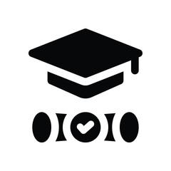 graduation glyph icon. Strong and solid vector icon for websites, mobile interfaces, presentations, and visual branding. High quality and easy to edit.