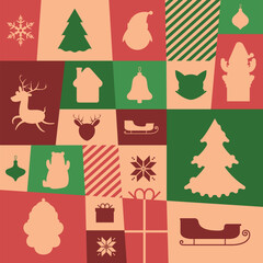 Cute christmas pattern silhouette pattern