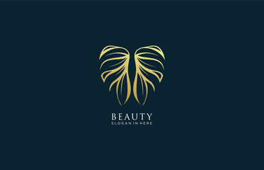 Beauty butterfly logo with line art style