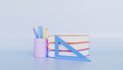 Colorful school and office pens and pencils on a white background