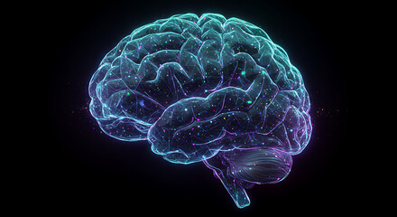 Illuminated Brain Depicting Neural Networks and Cognitive Processes in Detail