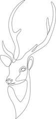 One line design silhouette of deer. Hand drawn single continuous line minimalism style. Vector illustration.
