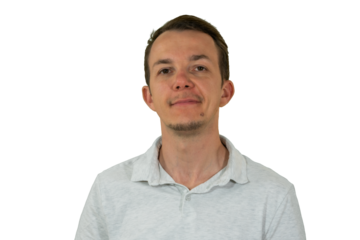 Studio portrait of man with neutral expression in casual clothing, ready for compositing. Isolated.. Transparent png.