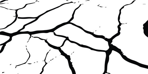 Distressed Vector Texture Overlays Featuring Earthquake-Induced Cracks on Land, Wall, and Floor Surfaces in Black, White, and Grey, Ideal for Simulating Earthquake Damage and Surface Deformation in De