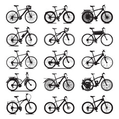 Obraz premium bike silhouette set, Black & White silhouette set